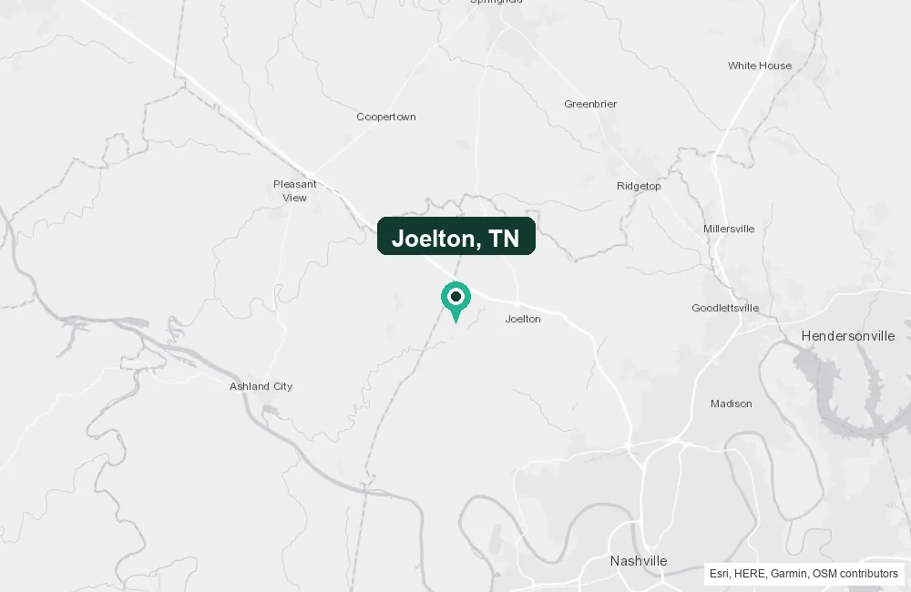 Map of Joelton, Tennessee and the surrounding Davidson County area service area